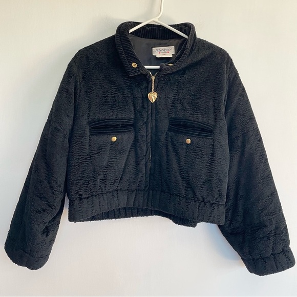 Yves Saint Laurent Rive Gauche Vintage Fuzzy Jacket Hold Hardware Snap Button 38 - Picture 1 of 14